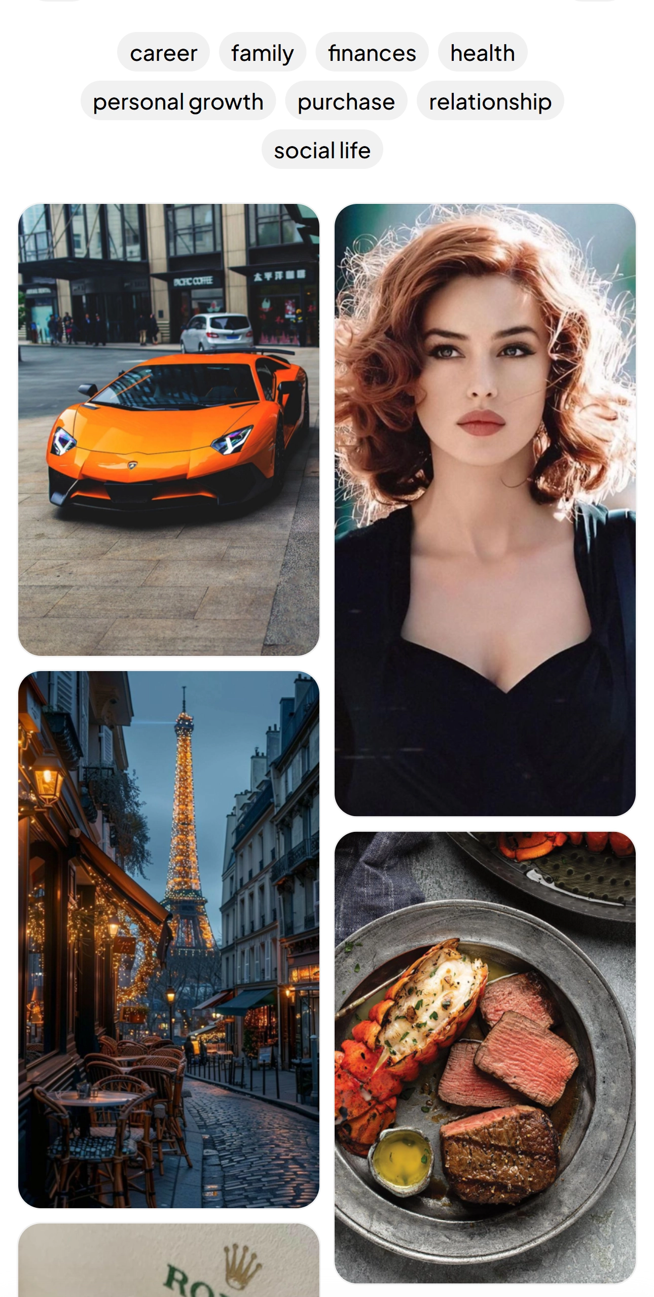 LeadMe MoodBoard displaying inspiring motive images with titles and filters