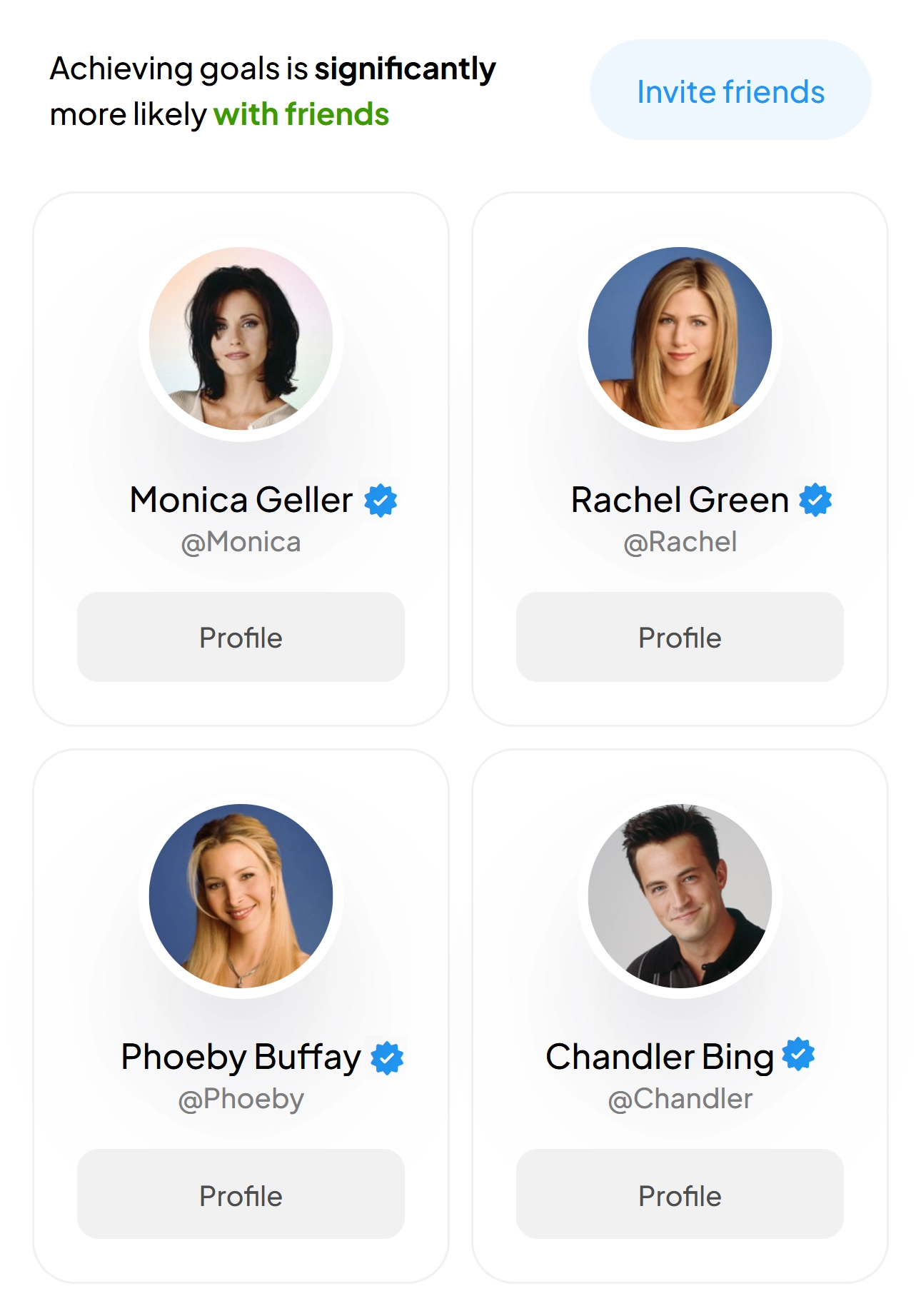 LeadMe people search page with ambitious users and friend invitation option